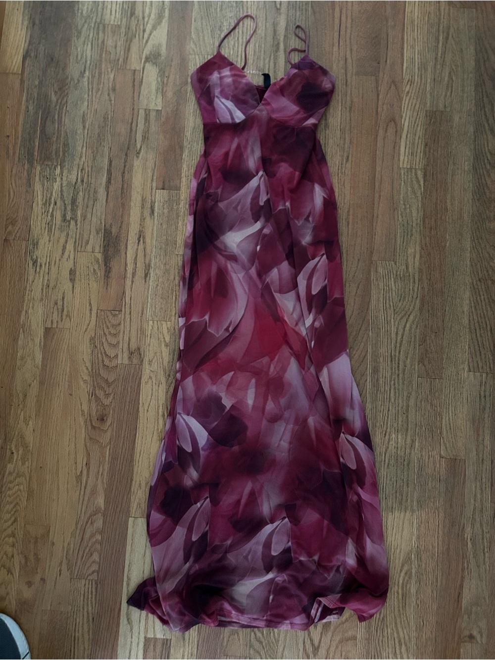 Windsor Wine & Blush Floral mesh Maxi Dress